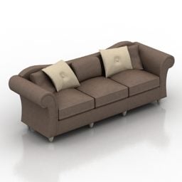 Mô hình 3d trang trí ghế sofa da màu nâu