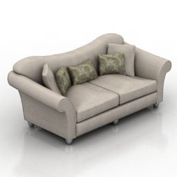 2-Sitzer-Sofa aus beigem Leder, 3D-Modell