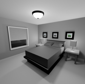 Modelo 3D de design de quarto minimalista