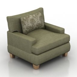 Green Fabric Armchair 3d model