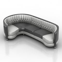 Model 3d Reka Bentuk Sofa Melengkung Hitam Putih