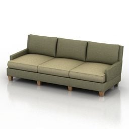 Sofa 3 Seats Green Fabric 3d model