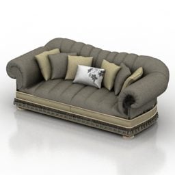 3д модель старинного гладкого дивана с подушками
