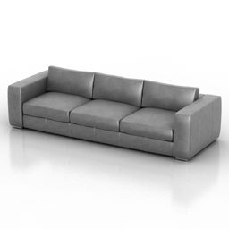 Living Room Sofa Grey Fabric 3d model