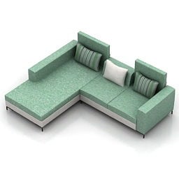 Sectional Sofa Green Color 3d model