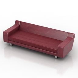 Sofamöbel aus rotem Leder, 3D-Modell