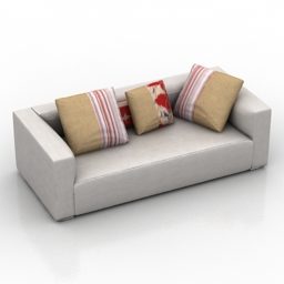 Sofa 2 Seats With Pillows 3d model