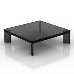 โต๊ะกาแฟสี่เหลี่ยมกระจกสีดำแบบจำลอง 3 มิติ