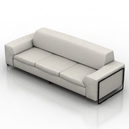 Sofa 3 Seats Beige Fabric 3d model