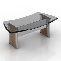 Office Curved Glass Table 3d model