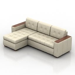 Beige Leather Living Room Sofa 3d model