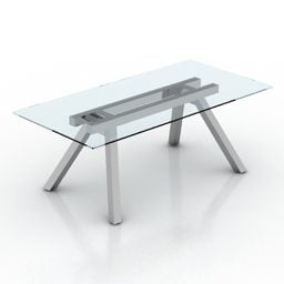 Rectangle Round Corner Glass Table 3d model