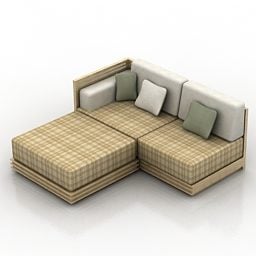 Short Sectional Sofa Design 3d-model