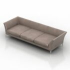 Brown Fabric Sofa 3 Seats