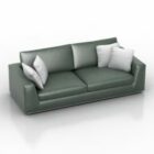 Modern Grey Leather Sofa With Pillows
