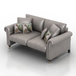 Grå Stoff Sofa 2 Seter 3d modell