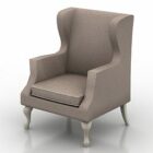 Brown Fabric Wing Armchair