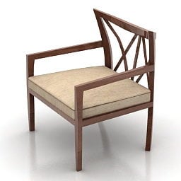 Country Armchair Wooden Frame 3d model