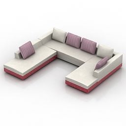 3d модель дивана U-образної форми для вітальні