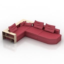 Red Fabric Sofa Narny 3d model