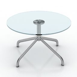 Round Glass Table Metal Legs 3d model
