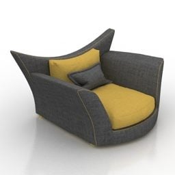 Grey Armchair With Pillows 3d model