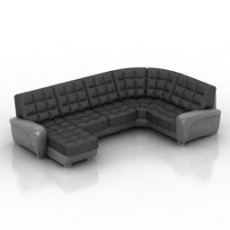 Grey Fabric Sofa 3d model