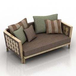 Home Living Room Brown Fabric Sofa 3d model