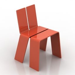 เก้าอี้พลาสติกสีส้มแบบ 3 มิติ