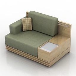Model 3d Meja Kayu Gabungan Sofa Tunggal