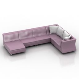 Sofa góc màu hồng Natuzzi mẫu 3d
