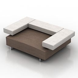 ספה יחידה עם זרועות דקות דגם תלת מימד