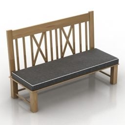 Wooden Leather Bench 3d model