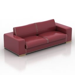 Червоний шкіряний диван Ranieri 3d модель