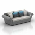Grey Leather Sofa With Pillows