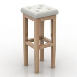 3д модель барного деревянного стула с мягкой обивкой