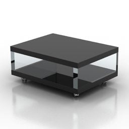 Schwarzer rechteckiger Couchtisch mit zwei Ebenen 3D-Modell