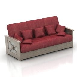 Home Sofa Red Fabric 3d model