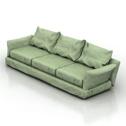 Green Leather Sofa 3 Seaters 3d model