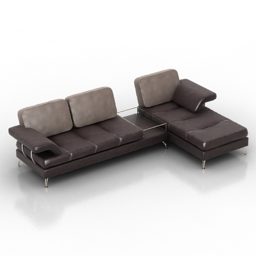 Corner Sofa Brown Leather 3d model