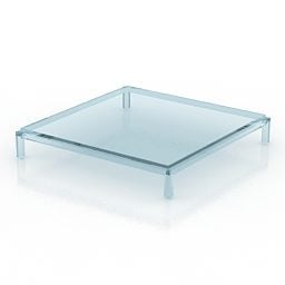 Model 3D ze szklanym kwadratowym stołem