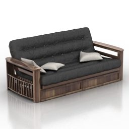 Sofa 2 Seaters Wooden Base 3d model