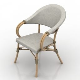 نموذج كرسي بذراعين بإطار من الخيزران ثلاثي الأبعاد