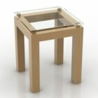 Quadratischer Glastisch mit Holzrahmen