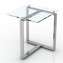 Muebles de mesa cuadrados de vidrio modelo 3d