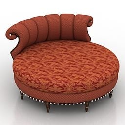 Vintage Red Pattern Round Sofa 3d model