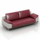 赤い革のソファのラブシート