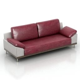 红色真皮沙发双人座3d模型