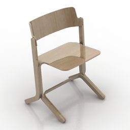 Ahşap Sandalye Saman Dekoru 3D model