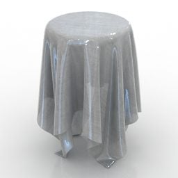Table Glass With Cloth Covered 3d model